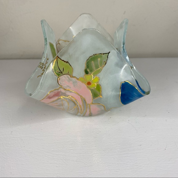 Vintage Floral Glass Candle Holders Bowl Draped Votive - Picture 4 of 9